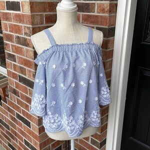 A New Day Off Shoulder Sleeves Stripes And Daisy Top‎